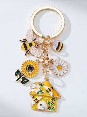 NEW Bee Butterfly Flower Keychain Charm 3.5” Y2K Bag Charm Gift